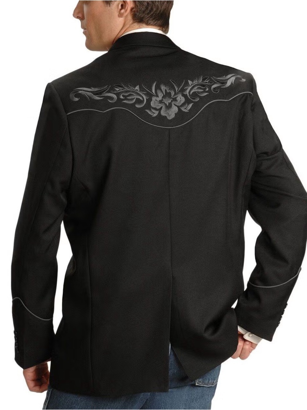 Scully Black Western Embroidered Sport Coat - Picture 3 of 16